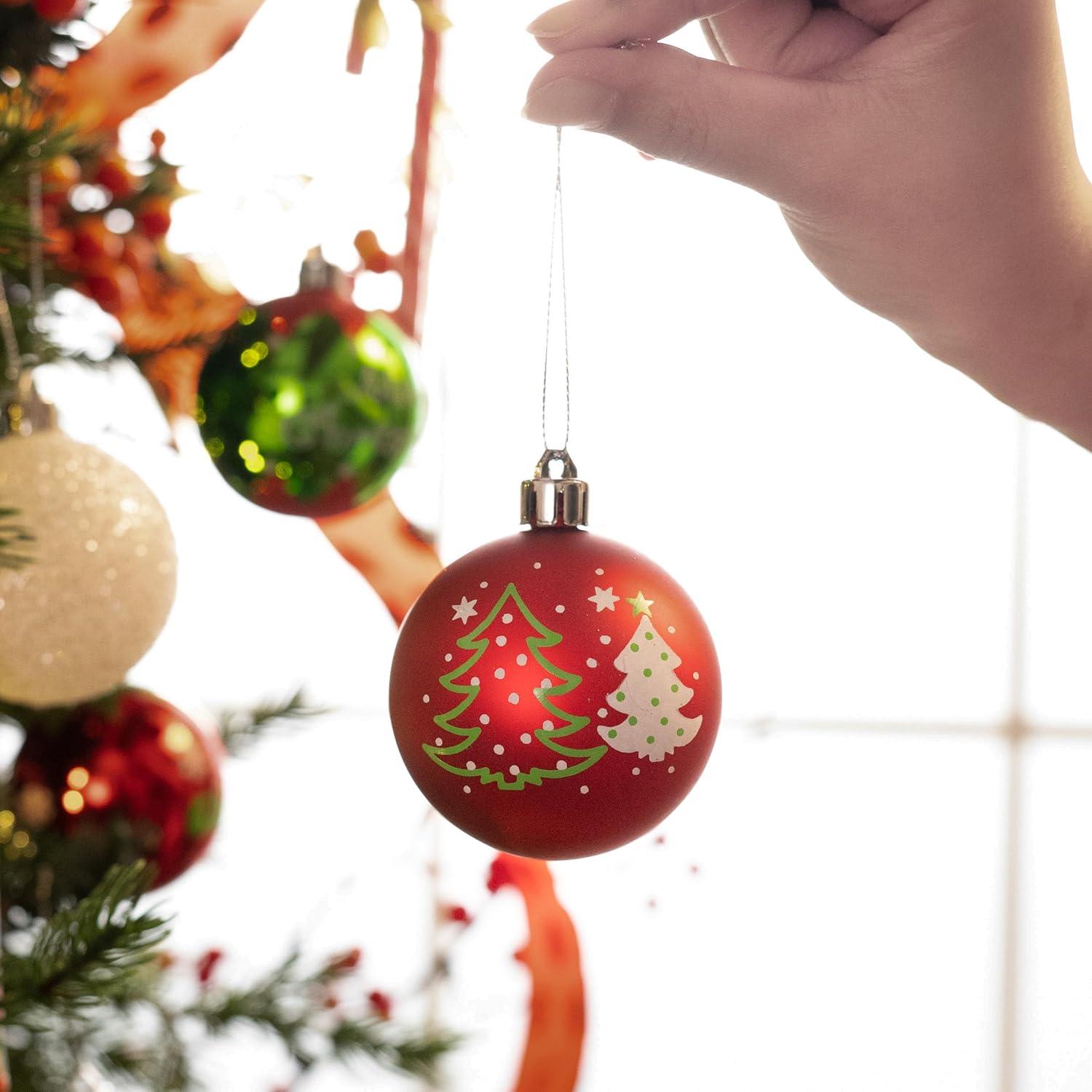 Weihnachtskugeln 16 Stück 6cm Christbaumkugeln Rot Grün