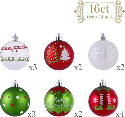 16er Set Weihnachtskugeln Kunststoff 6cm Rot Grün
