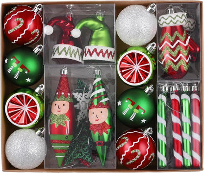 40 Weihnachtskugeln Christbaumschmuck Set Kunststoff Rot Grün