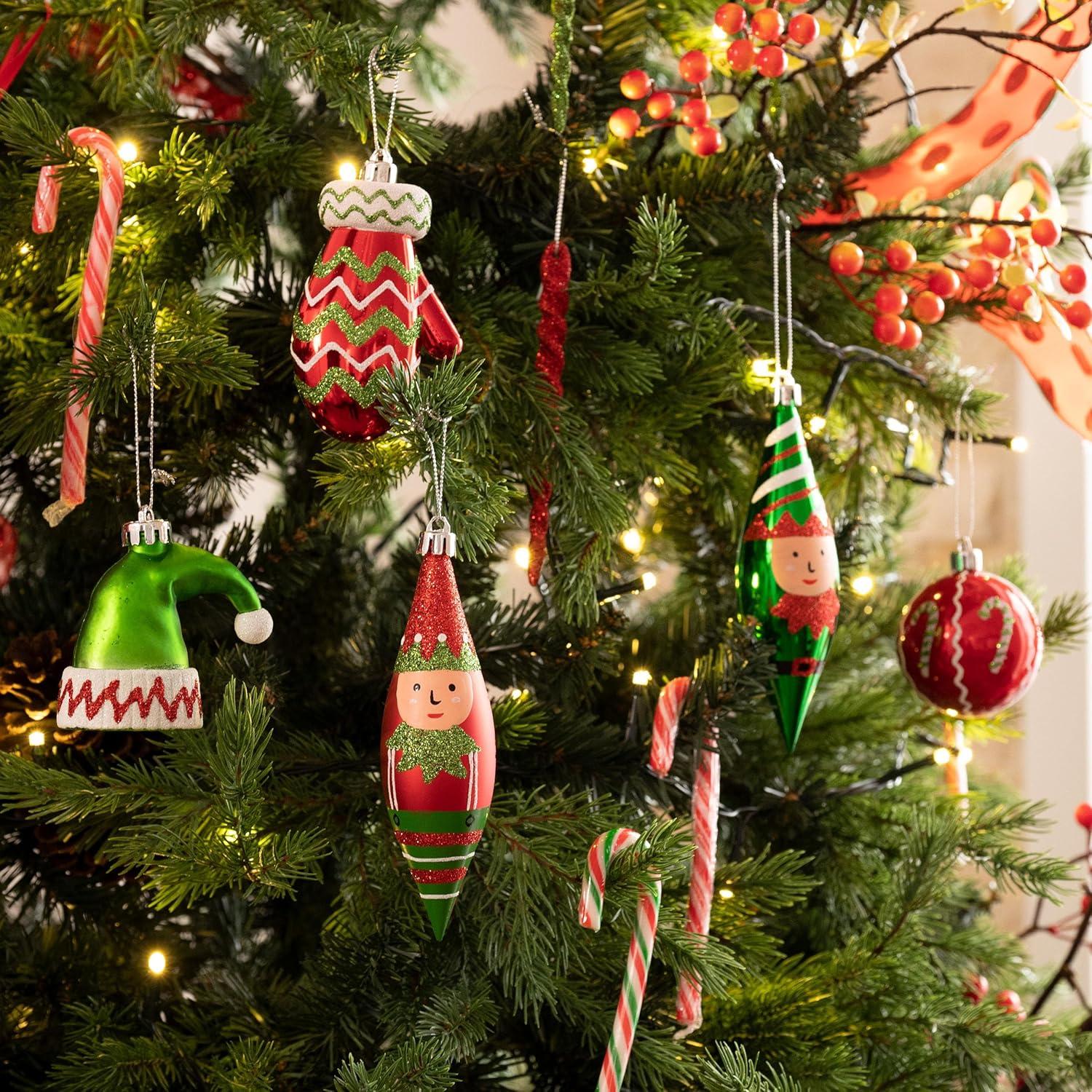Weihnachtskugeln Set 40 Stück Kunststoff Rot Grün