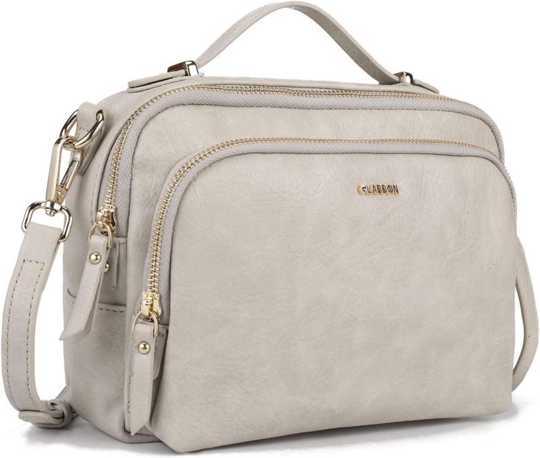 Umhängetasche Damen Crossbody Leder Handtasche Beige