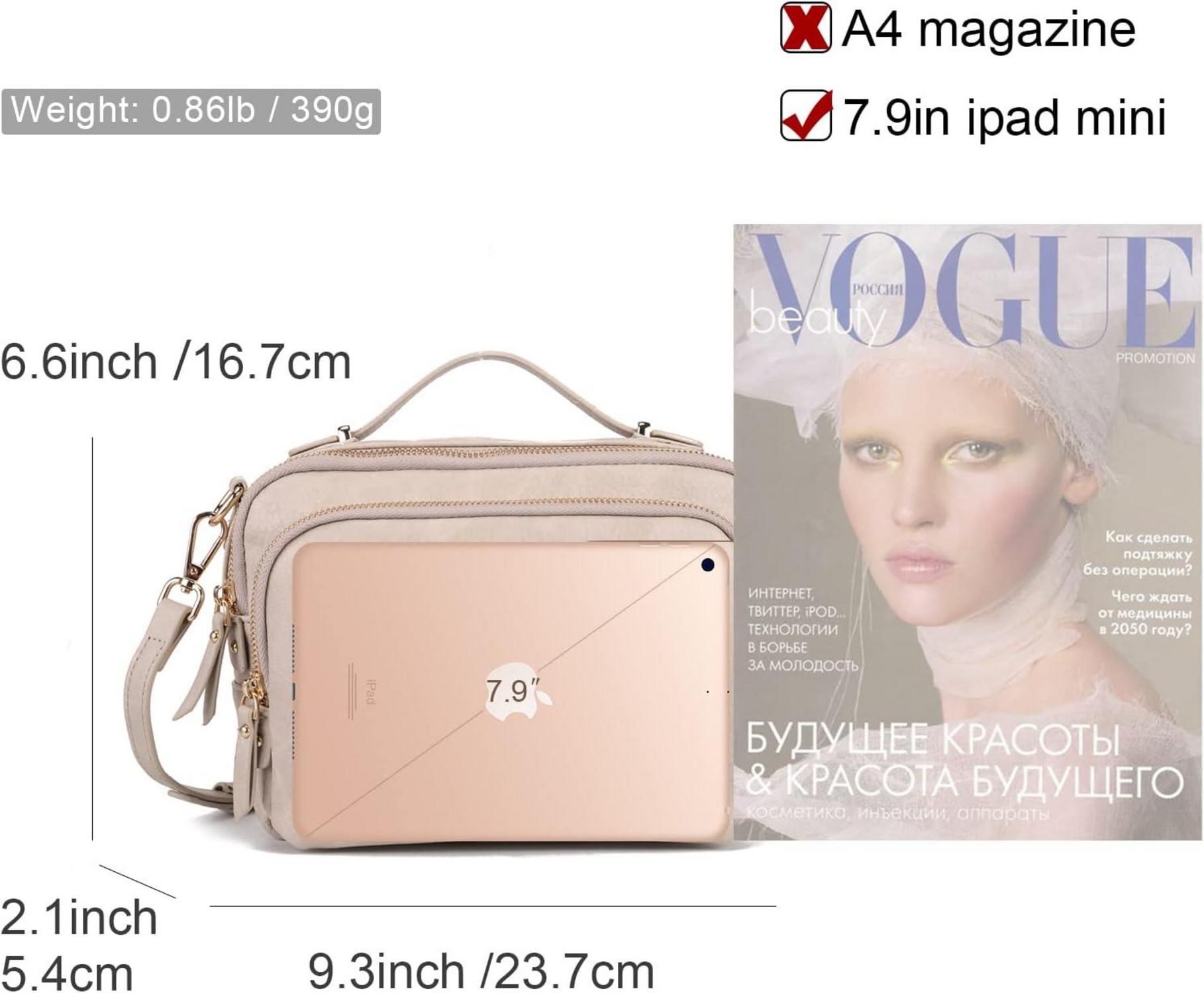 Umhängetasche Damen Schultertasche Crossbody Leder Handtasche Beige