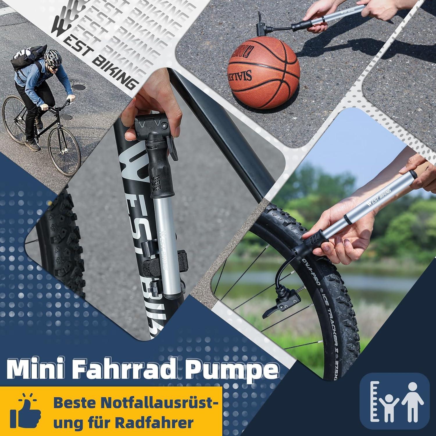 Mini Fahrradpumpe Aluminium Luftpumpe MTB Rennrad Ballpumpe