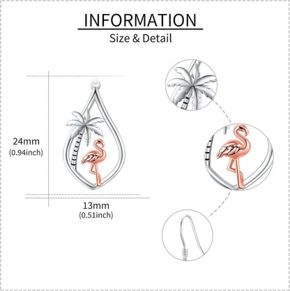 Flamingo Ohrringe Sterlingsilber Palme Brisur Ohrhänger Rosa Sommer Geschenke