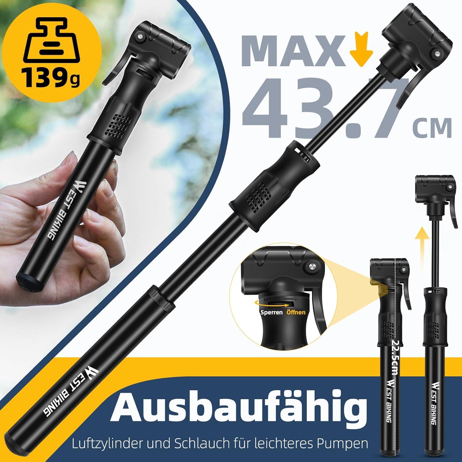 Mini Fahrradpumpe Aluminium Luftpumpe - tragbar schnell