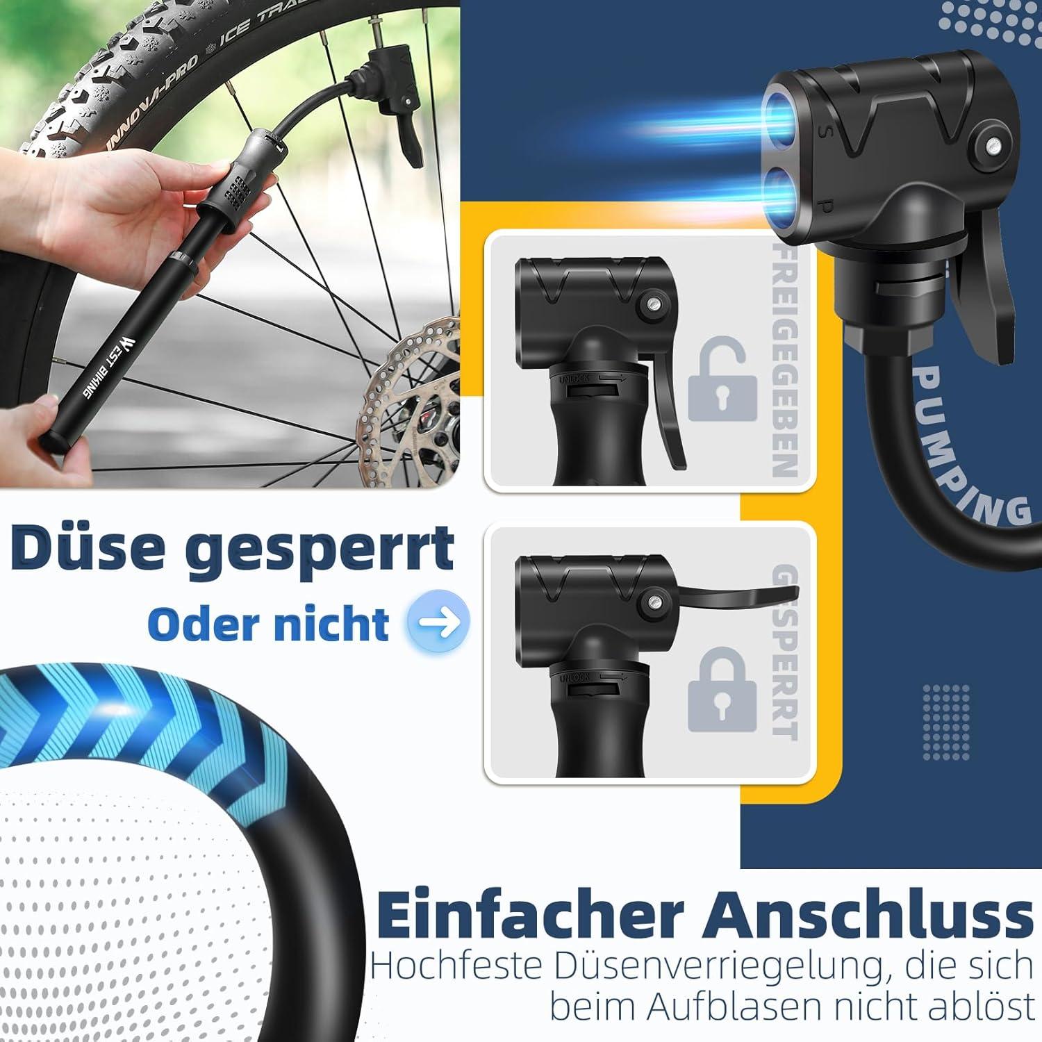 Mini Fahrradpumpe Aluminium Luftpumpe MTB Rennrad Ballpumpe
