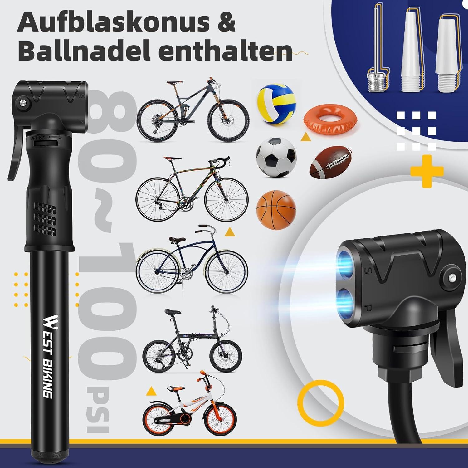 Mini Fahrradpumpe Aluminium für alle Ventile tragbare Luftpumpe klein
