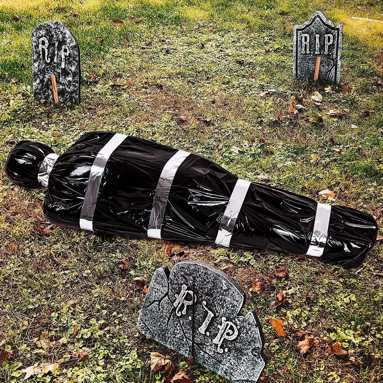 Gefälschte Leiche Tote Opfer in Tasche Halloween Deko 120 cm