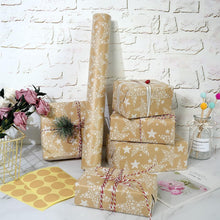 43cm x 15m Geschenkpapierrolle Sternmuster Braun Kraftpapier