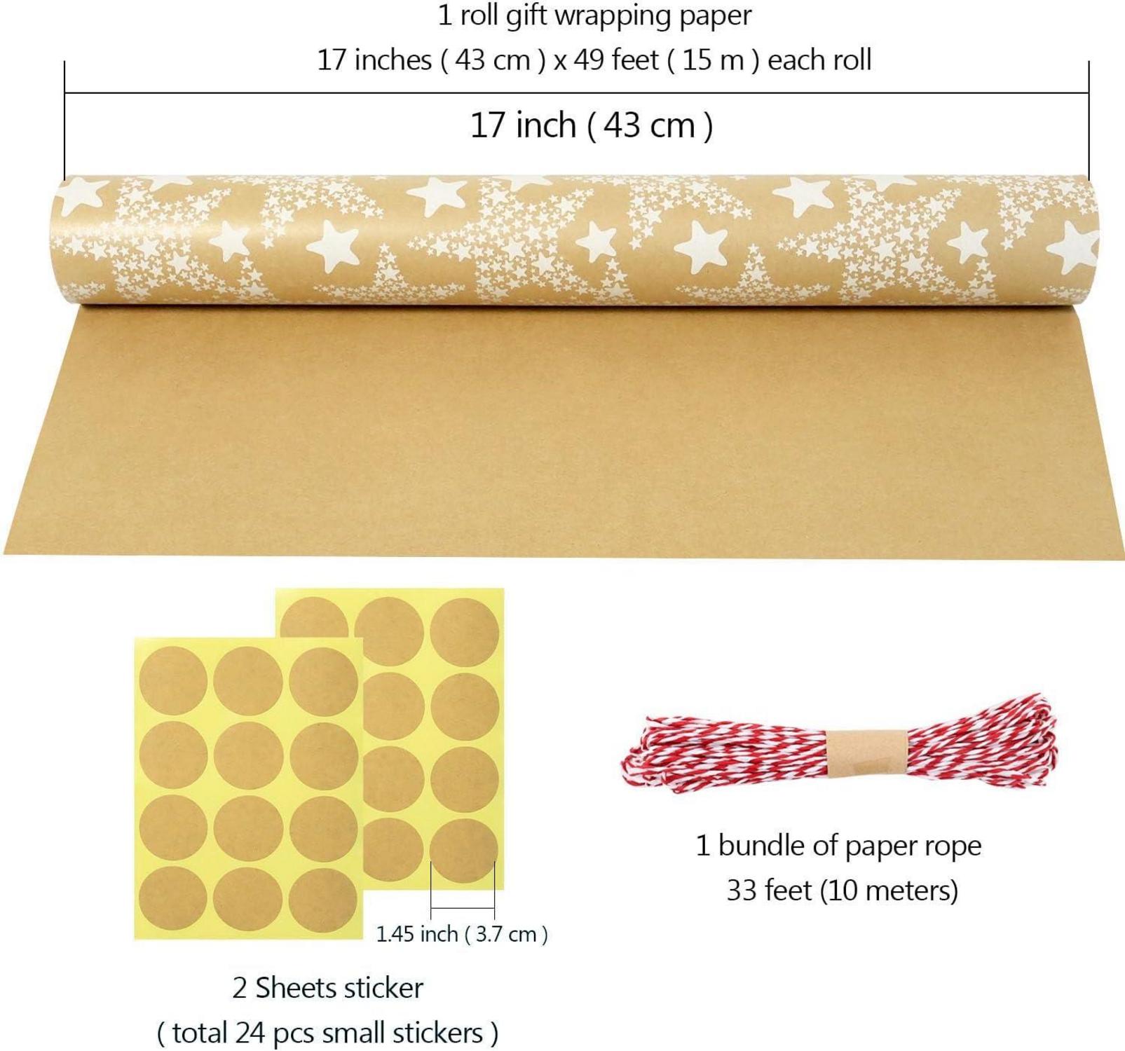 43cm x 15m Stern Geschenkpapierrolle für Geburtstag & Weihnachten