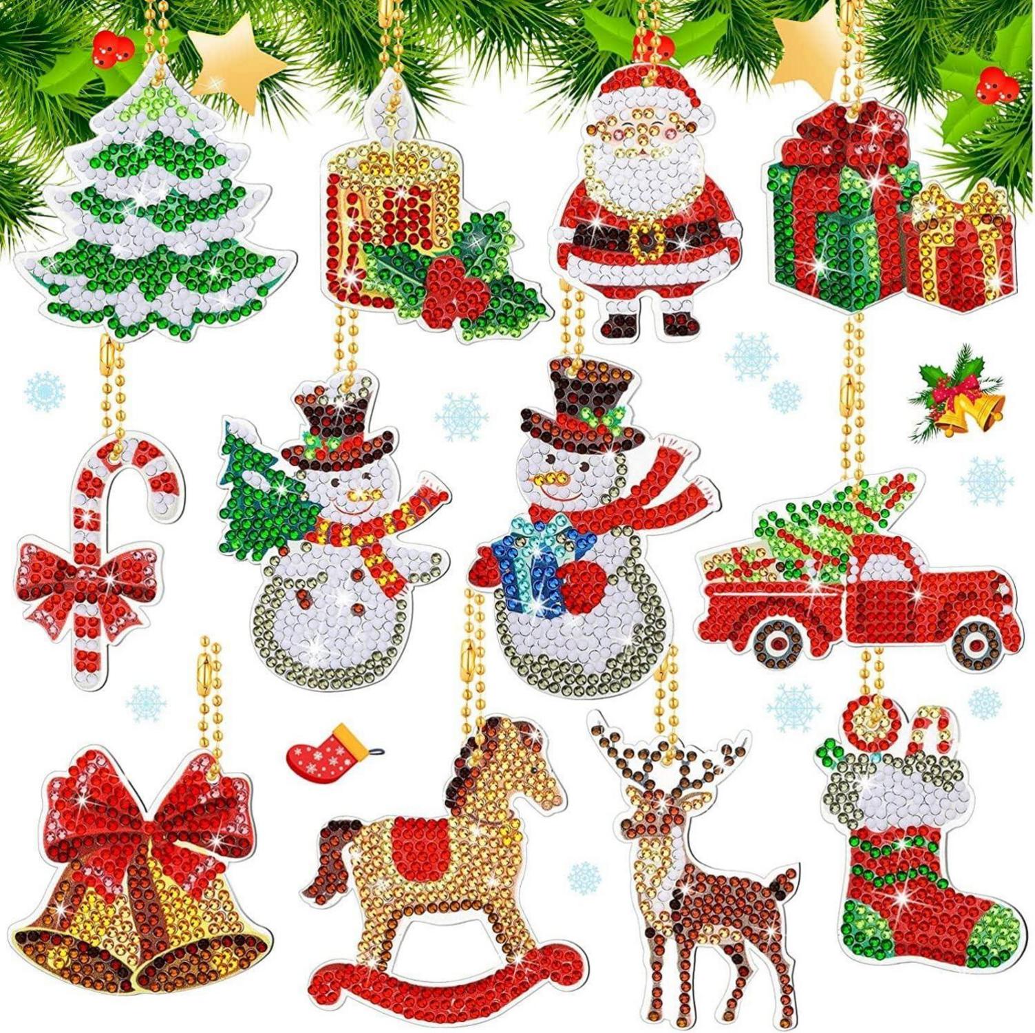 Diamond Painting Weihnachten Schlüsselanhänger 12er Set DIY Kit