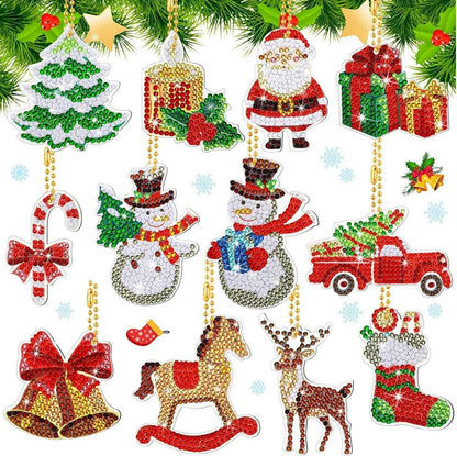Diamond Painting Weihnachten Schlüsselanhänger 12er Set DIY Kit