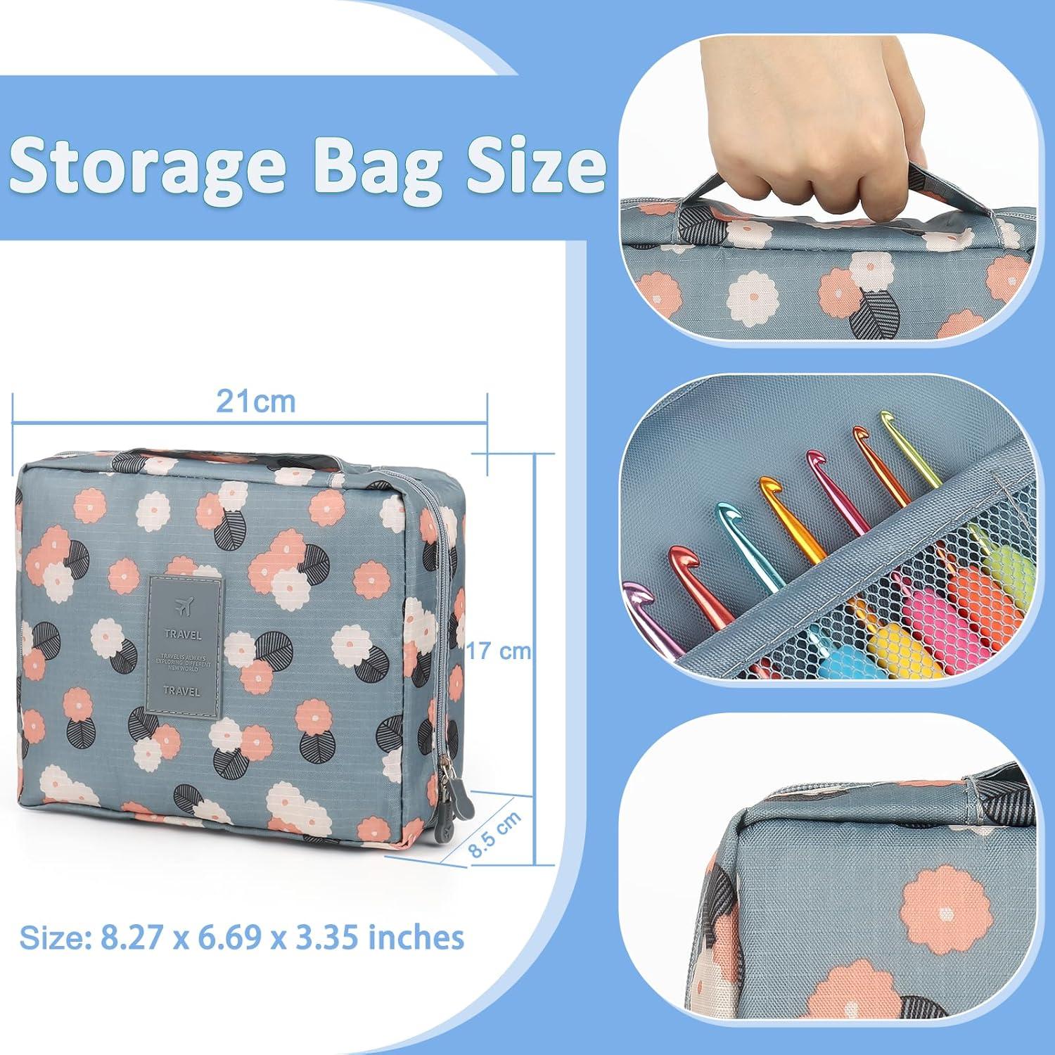 Aeelike Ergonomische Häkelnadeln Set - Blaue Blume Häkelstarter mit Anleitung