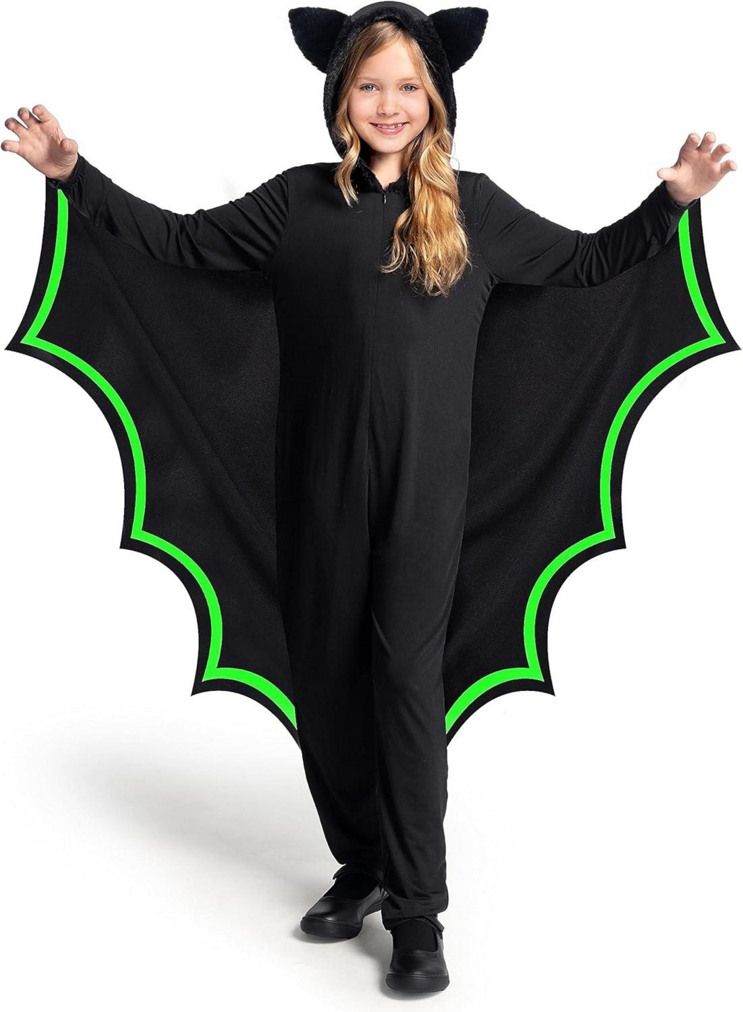 Kinder Fledermaus Kostüm Halloween Schwarze Flügel Jumpsuit Dress Up Small
