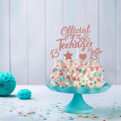 Glitzer Deko 13. Geburtstag Mädchen Teenager Cupcake Toppers