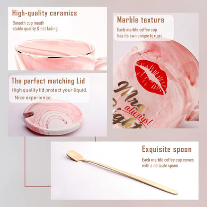 Paar Kaffeetassen Mr Right Mrs Always Right Keramik Set 420ml Valentine's Gift