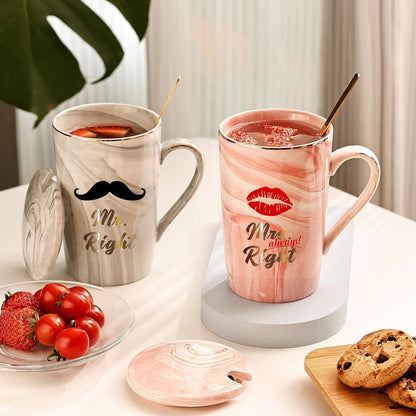 Mr Right Mrs Always Right Paare Kaffeetassen Hochzeit Geschenk 420ml