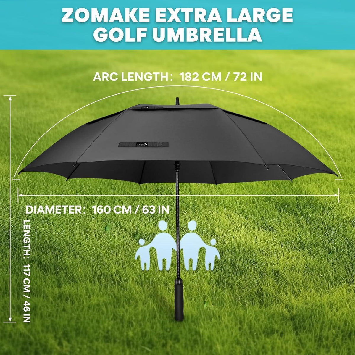 Großer Sturmfester Regenschirm für 2 Personen – XL/XXL Golfschirm