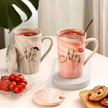 Mr. und Mrs. Paare Hochzeitsgeschenk Tassen Set 420ML Marmor