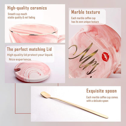 Herr und Frau Paare Kaffeebecher Hochzeitsgeschenke Set 420ML Marmor Tasse