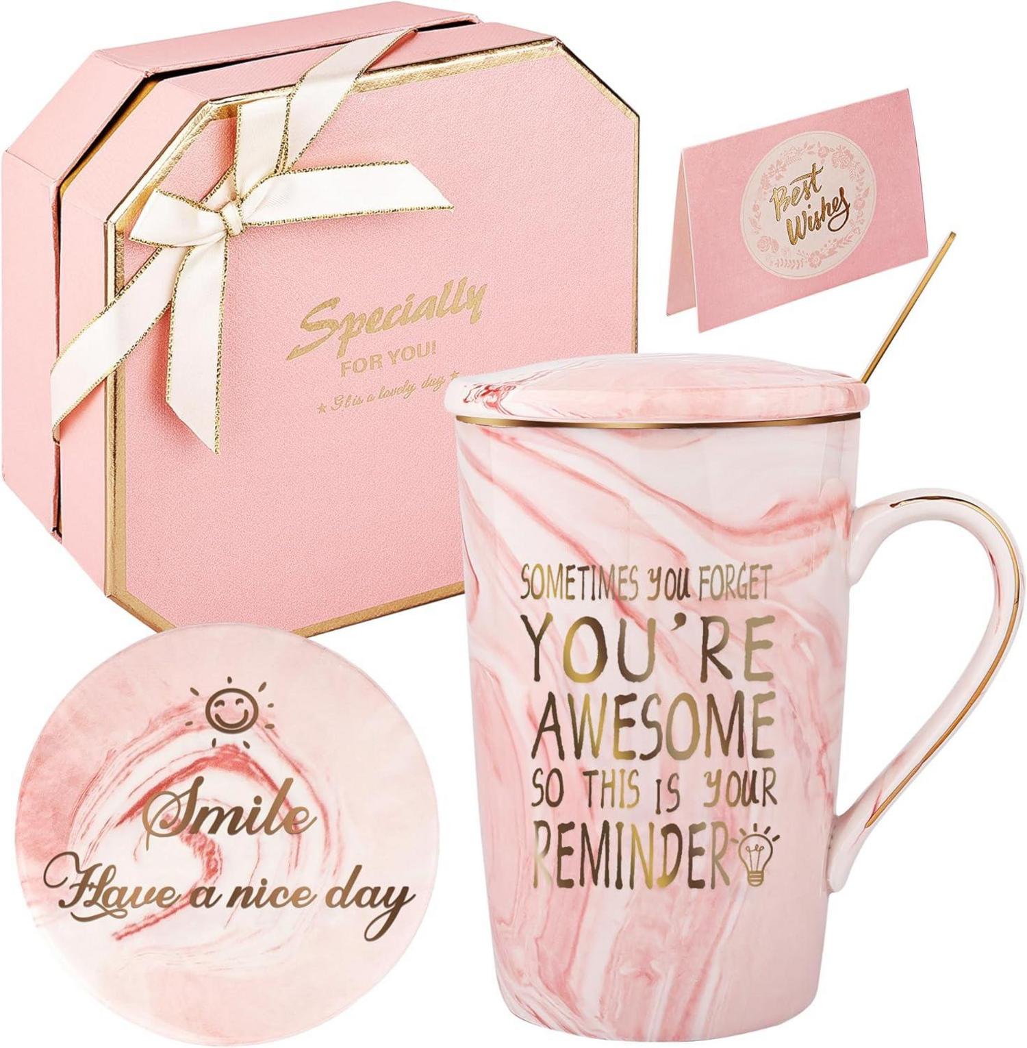 Inspirierender 420ml Rosa Dankeschön Geschenkbecher Set