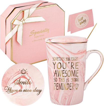 Inspirierender 420ml Rosa Dankeschön Geschenkbecher Set