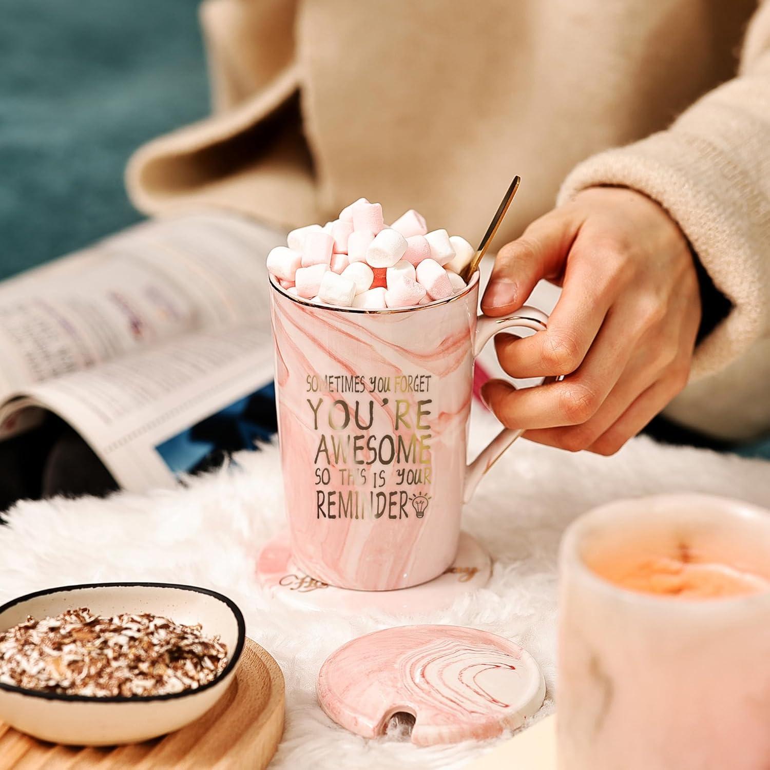 Inspirierender 420ml Rosa Dankeschön Geschenkbecher Set