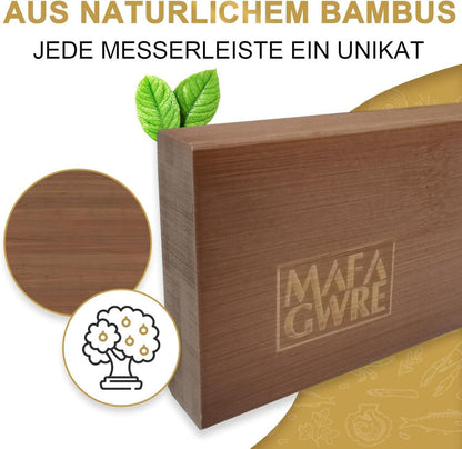 Magnetleiste Messer aus Bambus 40CM Selbstklebend Küche Magnet Messerhalter
