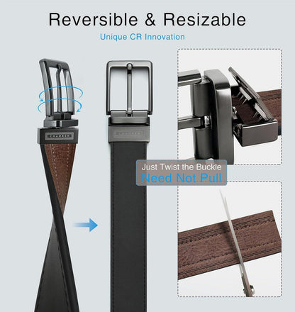 Wendegürtel Herren Leder 38mm Schwarz Braun 100cm