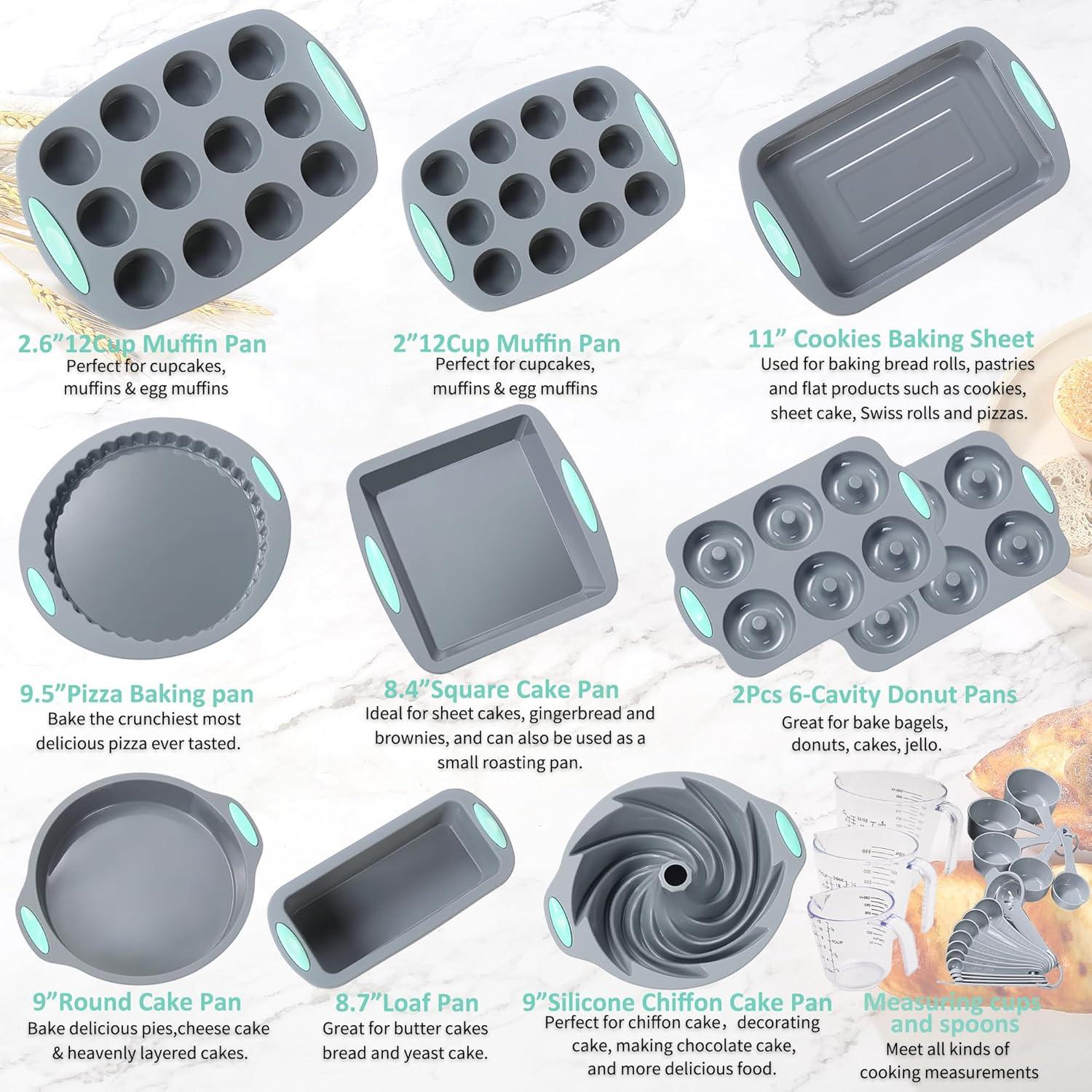 30-in-1 Silicone Baking Set: Cake Pan, Molds, Sheet, Donut