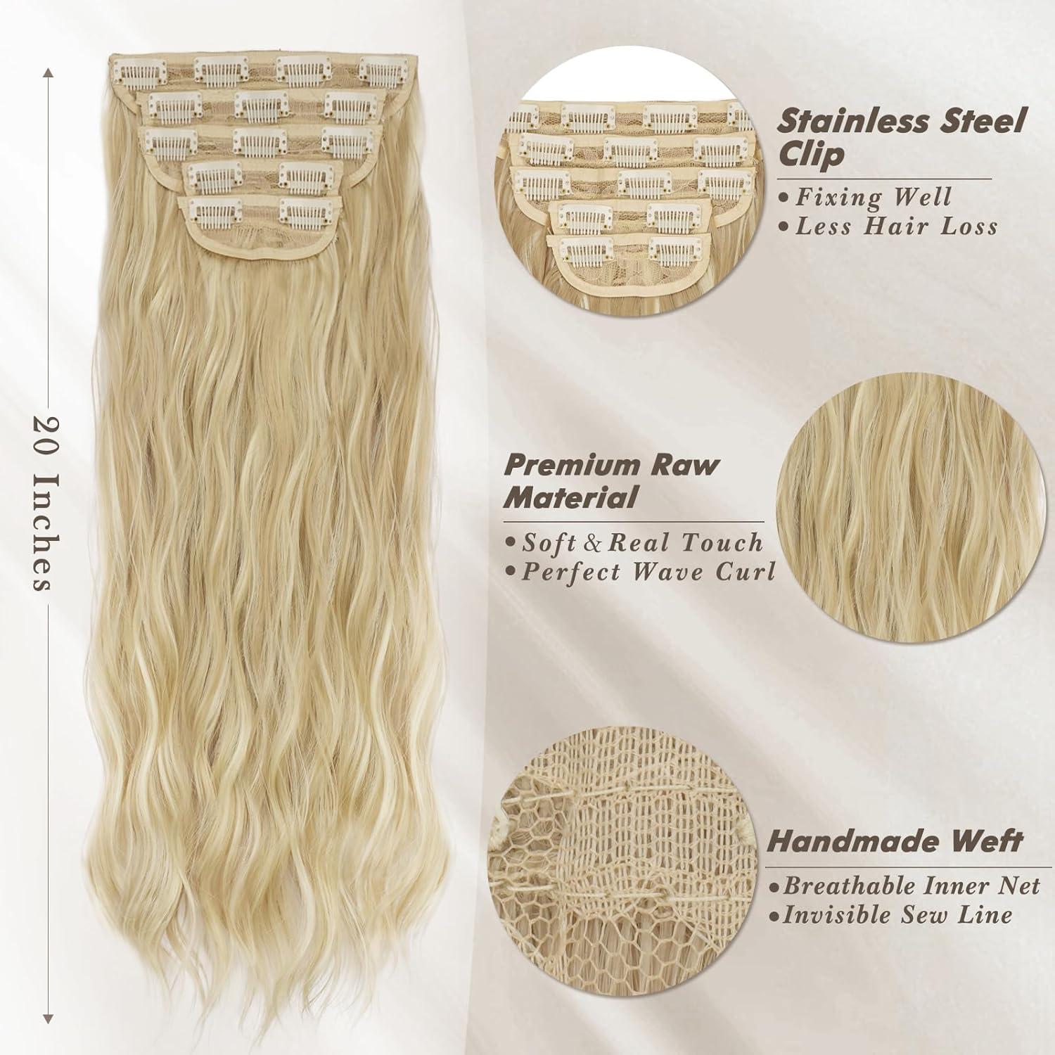 Clip in Extensions Lange Wellige Haarverlängerungen Synthetisches