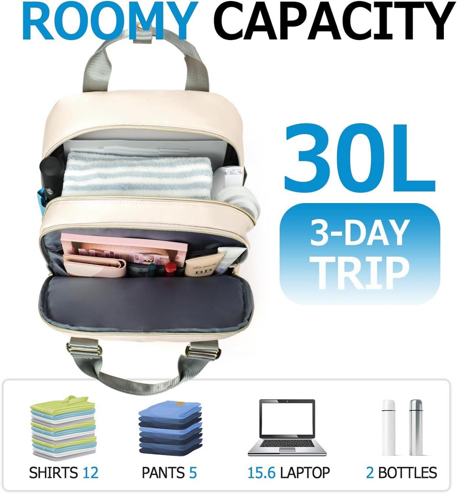 Moderne Liokesa Laptop-Rucksack beige mit USB-Ladeanschluss