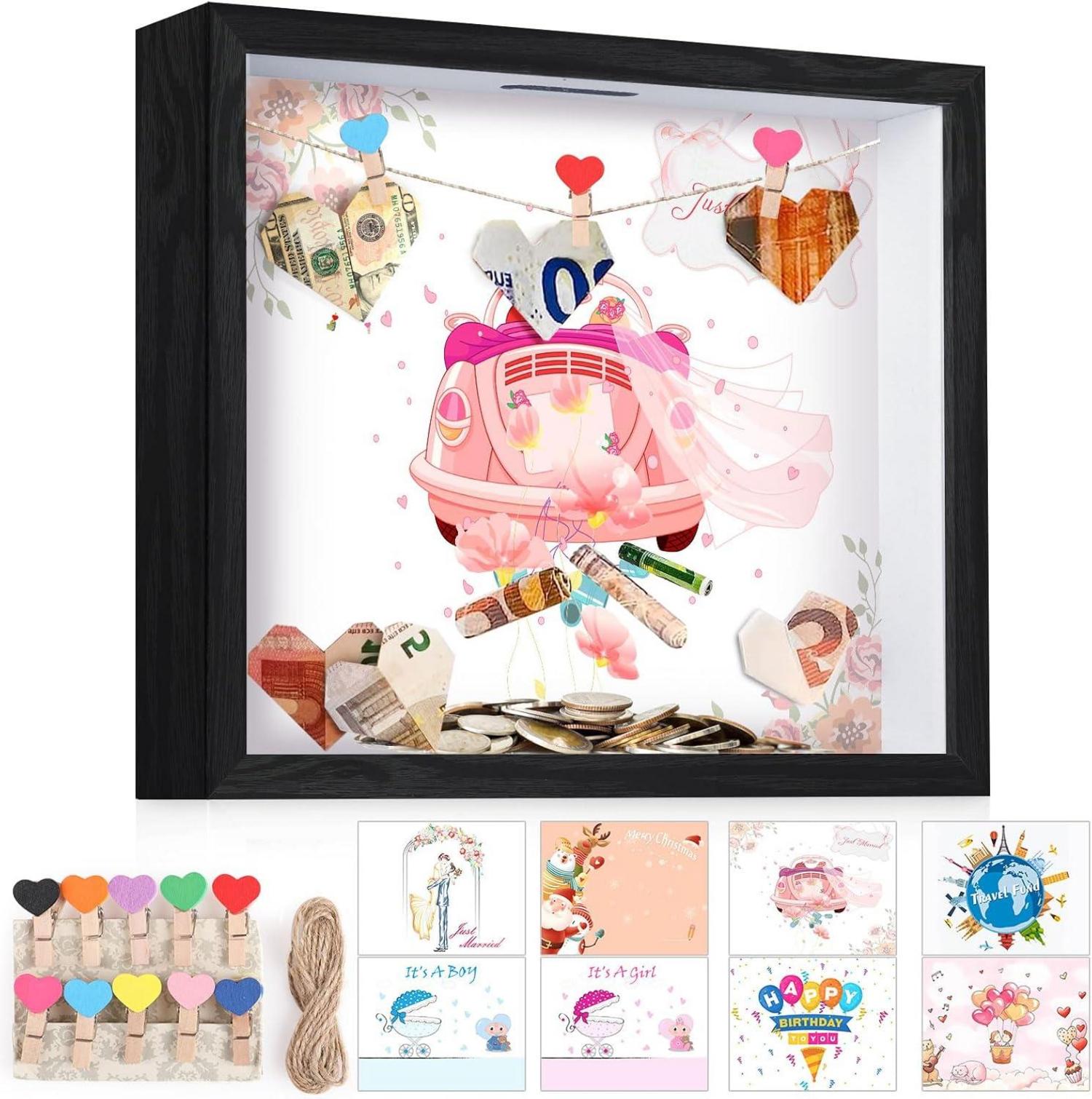 Anhow Spardose Kinder Glas Bilderrahmen Taufe 3D Hochzeit Geldgeschenk