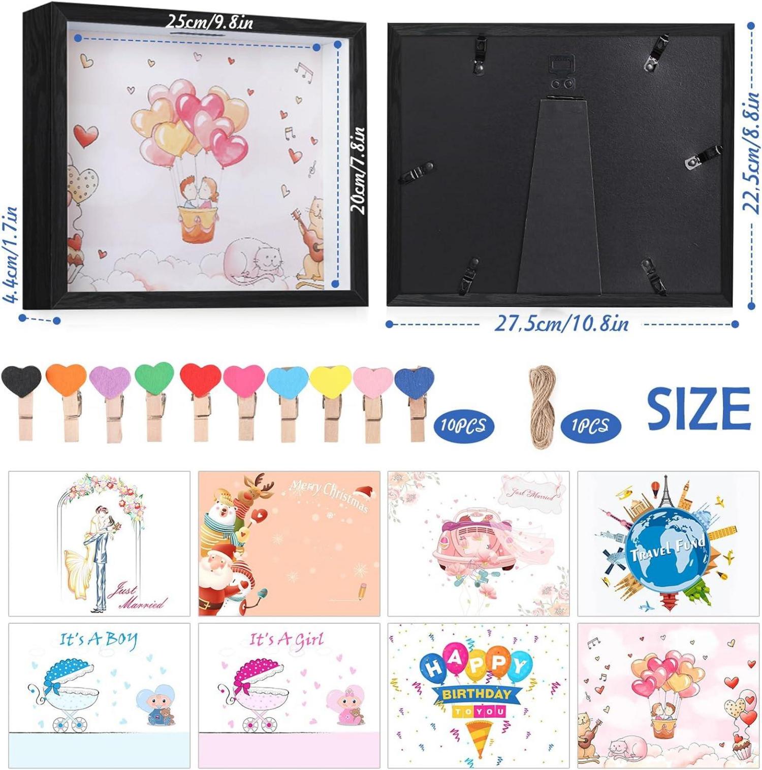 Spardose Kinder Glas 3D Bilderrahmen Taufe Hochzeit