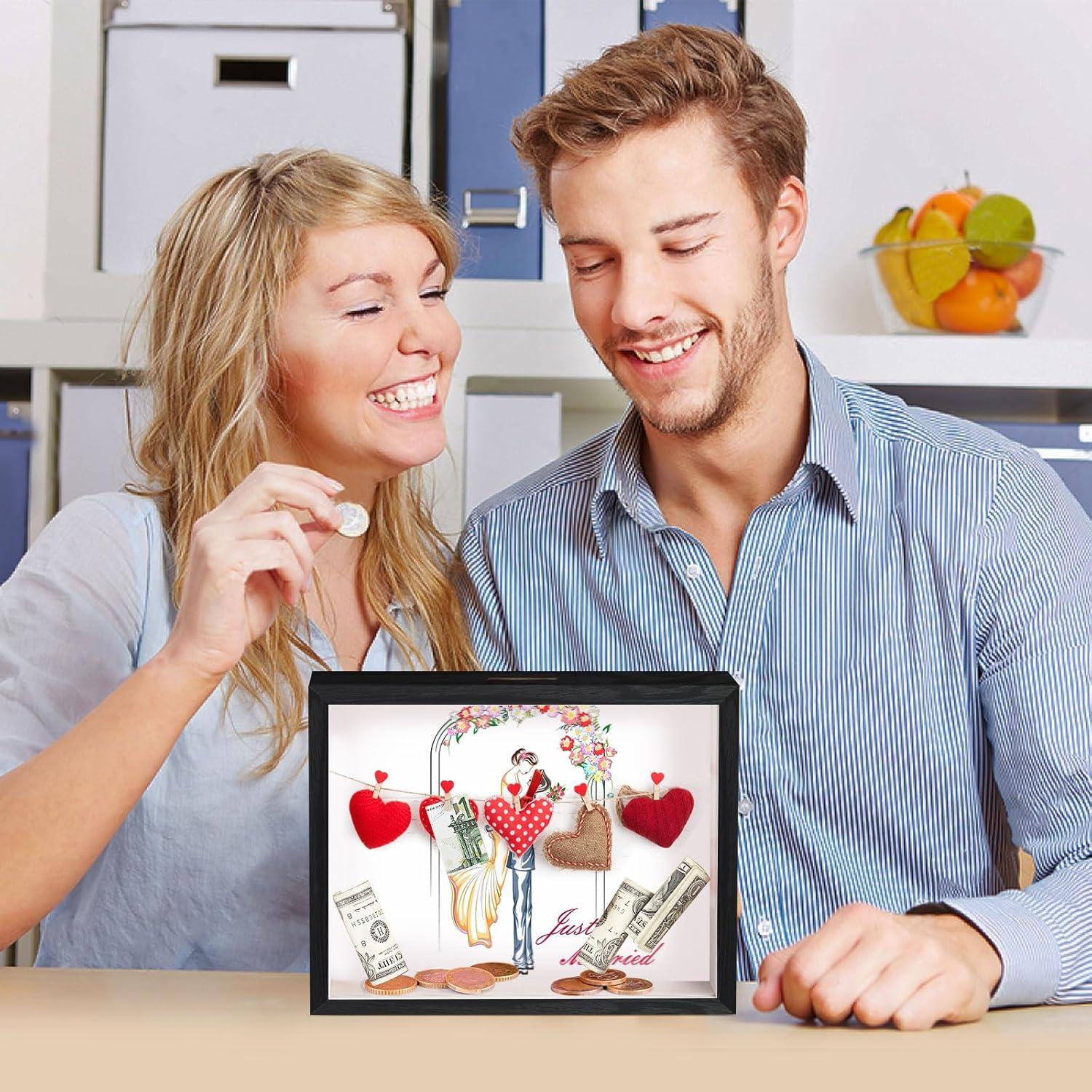 Anhow Spardose Kinder Glas Bilderrahmen Taufe 3D Hochzeit Geldgeschenk
