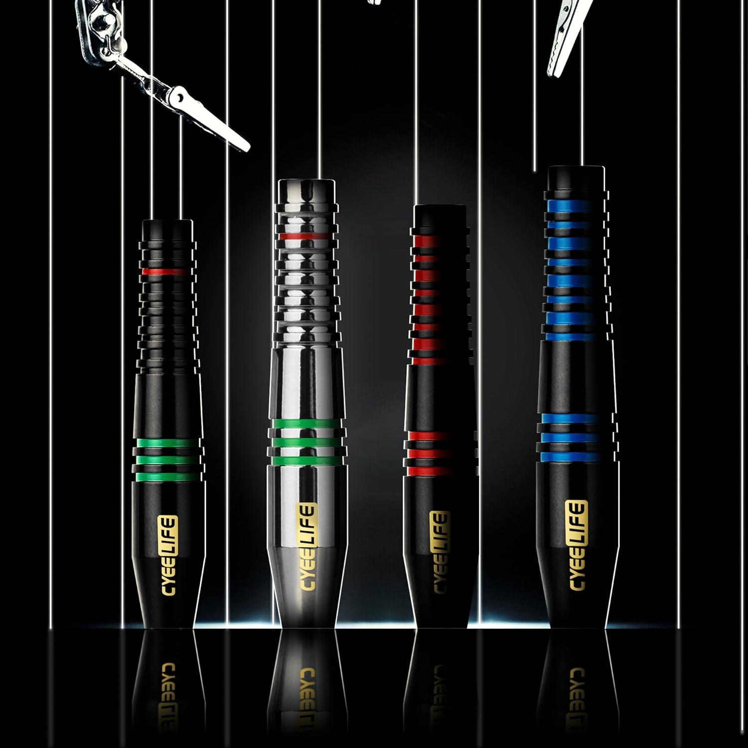 CyeeLife Soft Dartpfeile Set mit 12 Stück, Kunststoffspitze, Flights, 100 Dartspitzen, 2 Flightprotektor