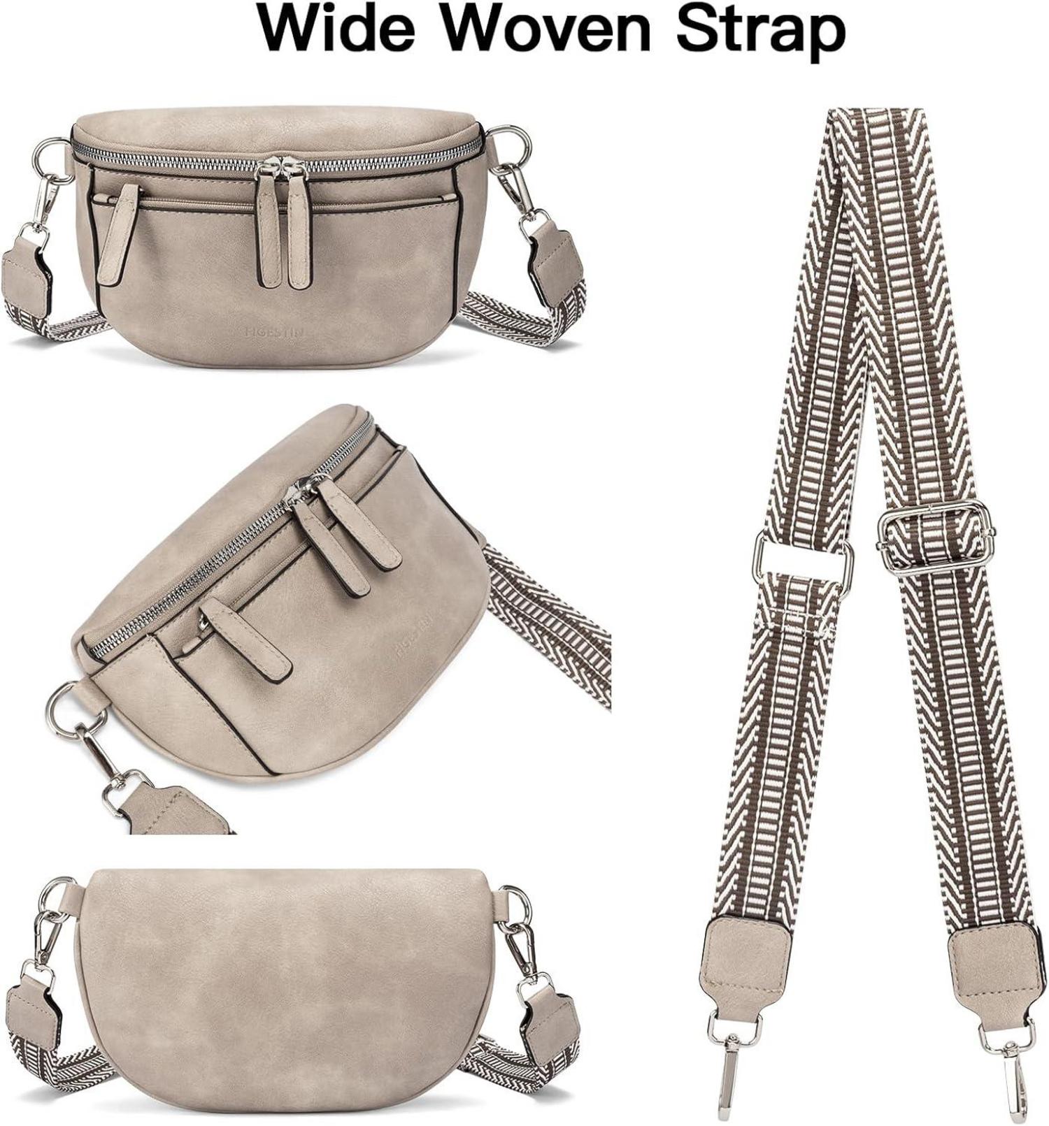 Moderne FIGESTIN Bauchtasche Damen Crossbody Bag PU Leder Grau