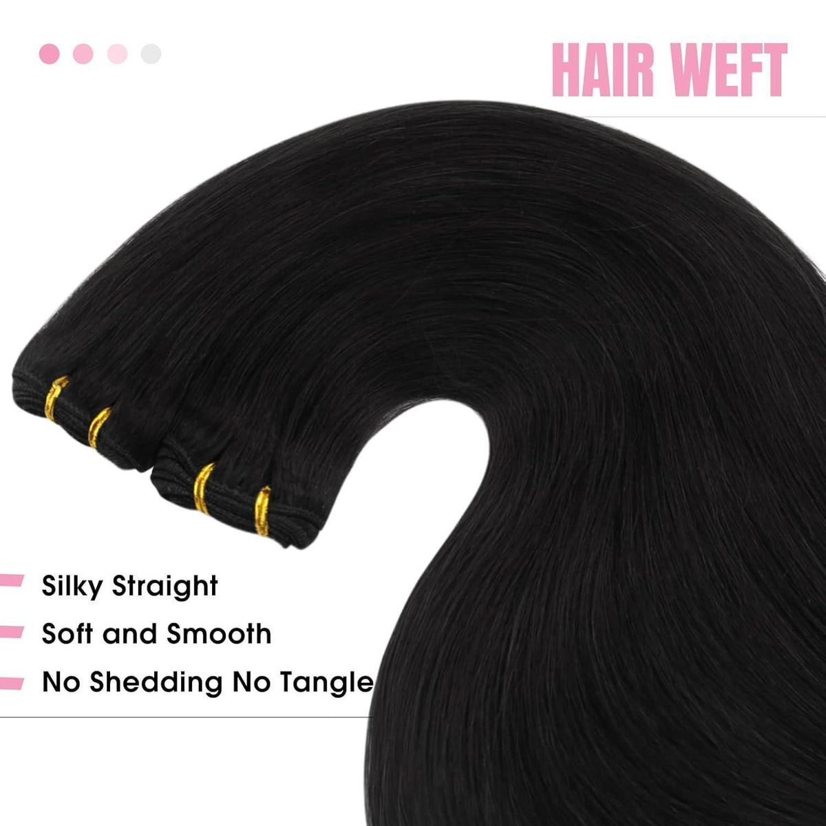 Echthaar Tressen Schwarz 50 cm – Glatte Weave Extensions