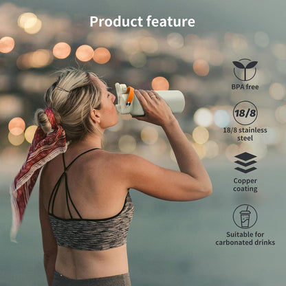 Edelstahl Trinkflasche 1000ml Thermosflasche BPA-frei Sport Outdoor White