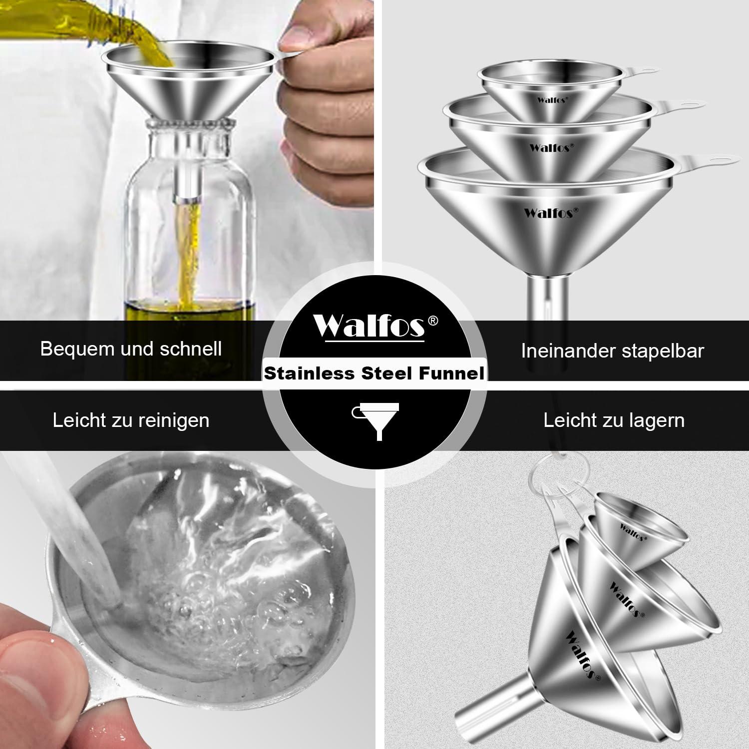Edelstahl Trichter Set 3-teilig Mini Küchen Trichter Pulver Flüssigkeit