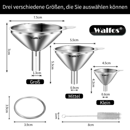 Trichter Edelstahl 3 Stück Mini Küche Umfüllen Flüssigkeiten Pulvern