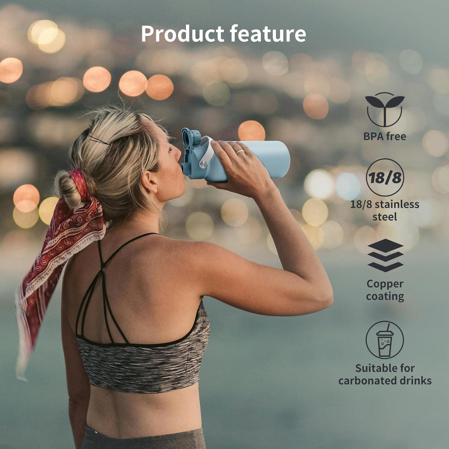 Edelstahl Trinkflasche 1000ml Thermoskanne BPA-frei Auslaufsicher