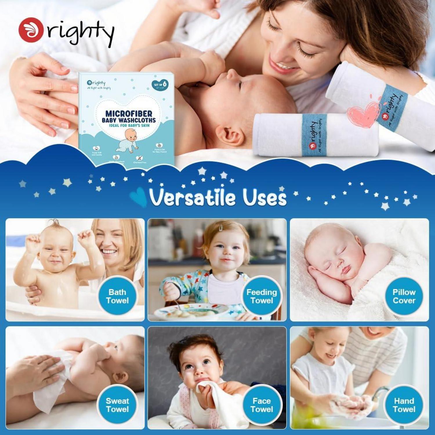 Orighty Baby-Waschlappen 6er Pack Flanell zarte Haut Kinder Badetücher