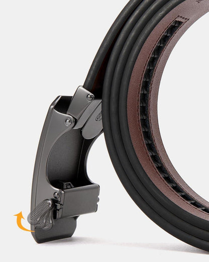 Herren Automatik Ledergürtel Business Anzug Schwarz 35mm Breit 90-100cm