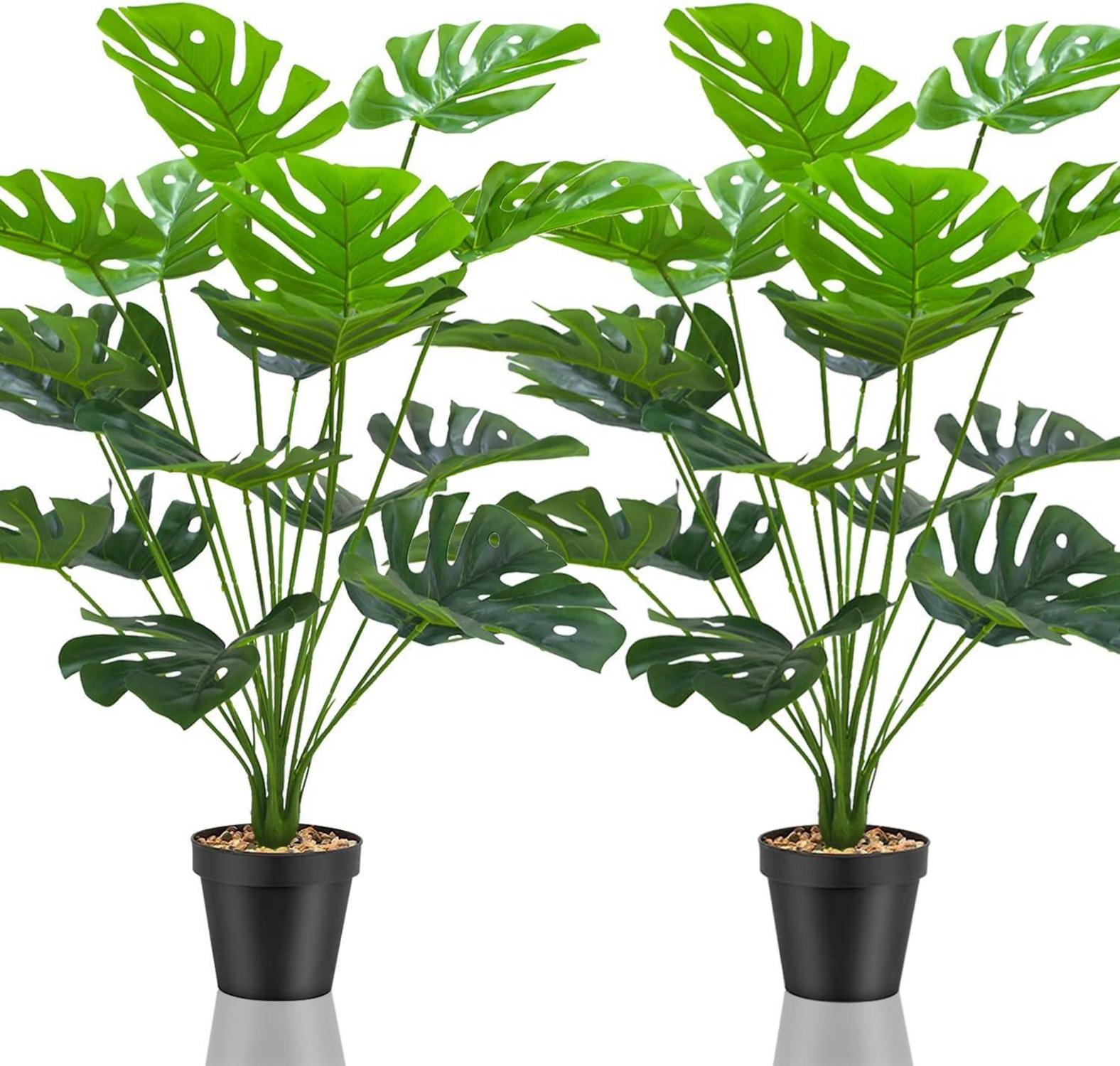 Kunstpflanzen Set mit 2 Groß Künstliche Pflanzen Fake Plant hoch in