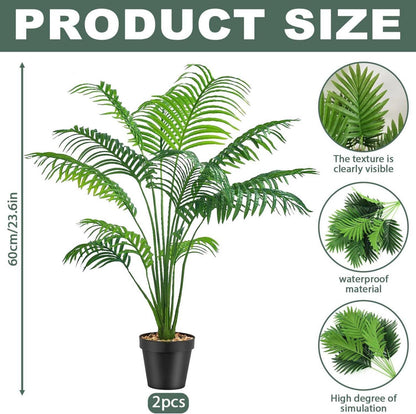 2er Set Große Künstliche Palme Monstera Baum 80/60cm - Deko