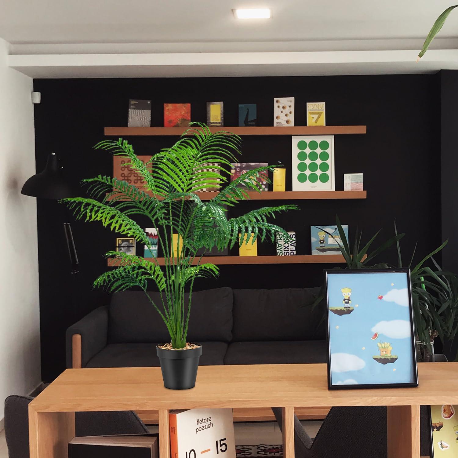 2er Set Künstliche Kunstpflanzen Groß für Büro und Zuhause - Deko Palme MonsteraBaum