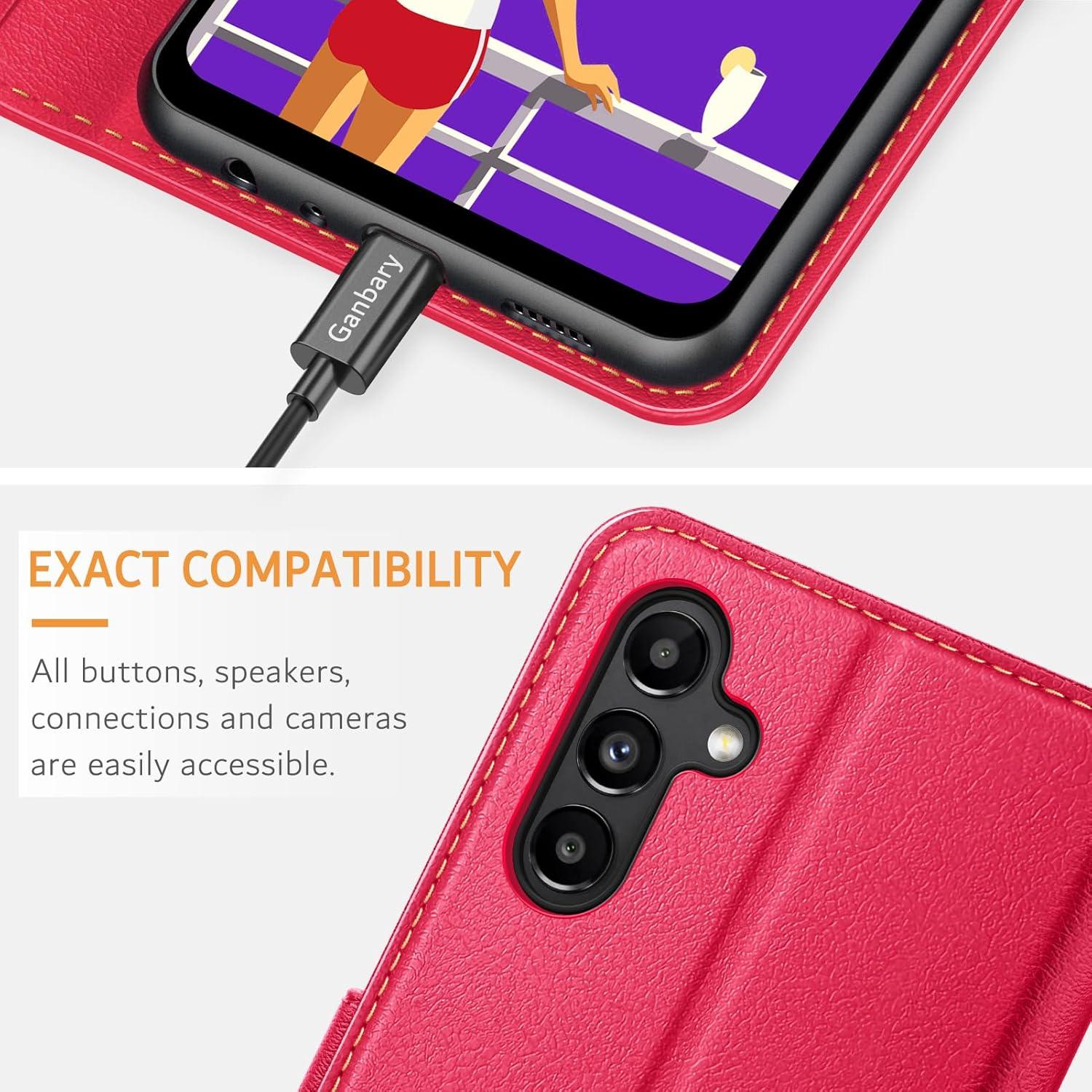 Handyhülle Samsung Galaxy A04s A13 5G Leder Rot Standfunktion