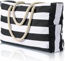 XXL Strandtasche mit Reißverschluss - Schwarze Tote Bag