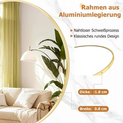 Runder Wandspiegel 80cm Gold – Moderner Badezimmer Spiegel